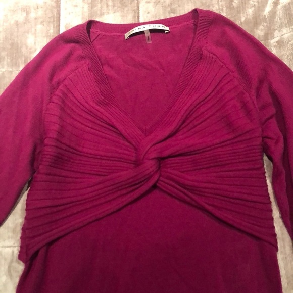 Trina Turk Sweaters - Trina TURK 100% Merino Wool Twist V-Neck Sweater